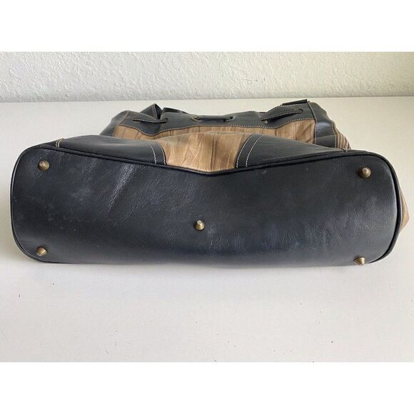 Mario Hernandez Leather Bag Shoulder Tan Black Tote Pockets  Check Pictures - Picture 6 of 16